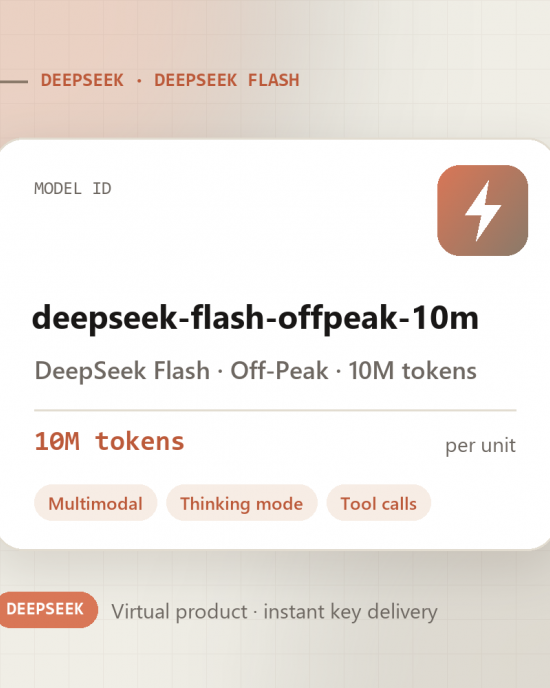 DeepSeek Flash · Off-Peak · 10M tokens