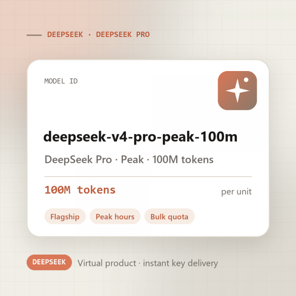 DeepSeek Pro · Peak · 100M tokens